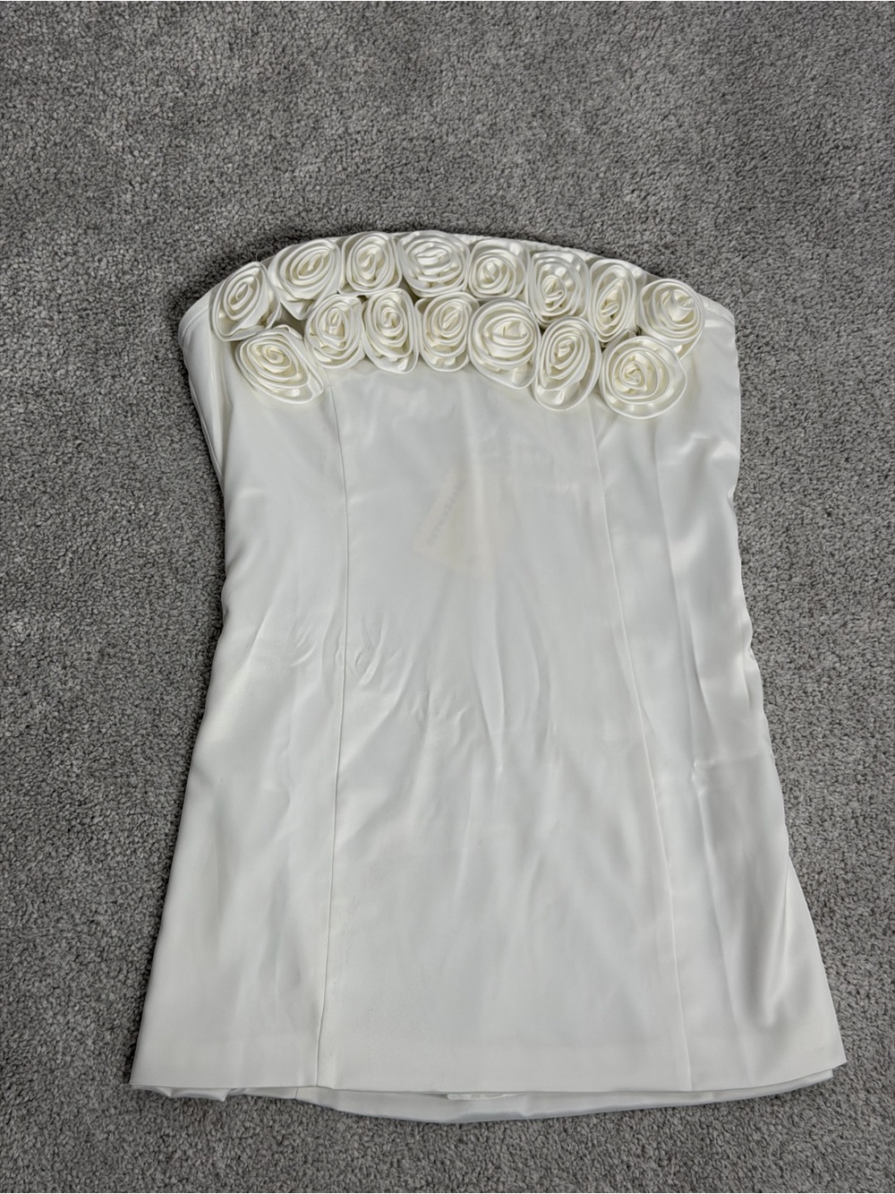 Peppermayo White Strapless Rosette Mini Dress